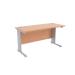 Jemini Beech/Silver 1400 x 600mm Cantilever Rectangular Desk KF839971
