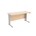 Jemini Maple/Silver 1400 x 600mm Cantilever Rectangular Desk KF839973 KF839973