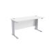 Jemini White/Silver 1400 x 600mm Cantilever Rectangular Desk KF839974