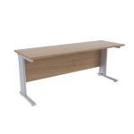 Jemini Grey Oak/Silver 1800 x 600mm Cantilever Rectangular Desk KF839987 KF839987
