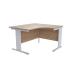 Jemini Grey Oak/Silver 1200mm Right Hand Radial Cantilever Desk KF839993