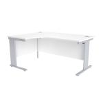 Jemini White/Silver 1600mm Left Hand Radial Cantilever Desk KF840010 KF840010