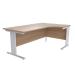 Jemini Grey Oak/Silver 1800mm Right Hand Radial Cantilever Desk KF840017