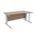 Jemini Grey Oak/Silver 1600mm Right Hand Cantilever Wave Desk KF840029