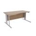 Jemini Grey Oak/Silver 1600mm Left Hand Cantilever Wave Desk KF840035