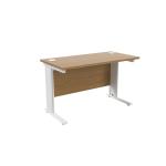 Jemini Oak/White 1200 x 600mm Cantilever Rectangular Desk KF840062 KF840062