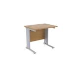Jemini Oak/Silver 800mm Rectangular Desk (Metal side panel) KF840212 KF840212