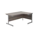 Jemini Radial Right Hand Single Upright Desk 1800x800-1200x730mm Grey Oak/Silver KF846017 KF846017