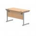 Polaris Rectangular Single Upright Cantilever Desk 1200x600x730mm Norwegian Beech/Silver KF882336 KF882336