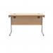 Polaris Rectangular Single Upright Cantilever Desk 1200x600x730mm Norwegian Beech/Silver KF882336 KF882336