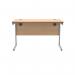 Polaris Rectangular Single Upright Cantilever Desk 1200x600x730mm Norwegian BeechSilver KF882336 KF882336