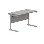Polaris Rectangular Single Upright Cantilever Desk 1400x800x730mm White/Silver KF882338 KF882338
