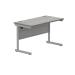 Polaris Rectangular Single Upright Cantilever Desk 1400x800x730mm Arctic White/Silver KF882338 KF882338