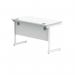 Polaris Rectangular Single Upright Cantilever Desk 1200x600x730mm Arctic White/Arctic White KF882339 KF882339