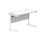 Polaris Rectangular Single Upright Cantilever Desk 1200x600x730mm Arctic White/Arctic White KF882339 KF882339