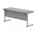 Polaris Rectangular Single Upright Cantilever Desk 1600x600x730mm Alaskan Grey Oak/Silver KF882341 KF882341