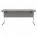 Polaris Rectangular Single Upright Cantilever Desk 1600x600x730mm Alaskan Grey Oak/Silver KF882341 KF882341