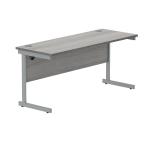 Polaris Rectangular Single Upright Cantilever Desk 1600x600x730mm Alaskan Grey Oak/Silver KF882341 KF882341