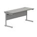 Polaris Rectangular Single Upright Cantilever Desk 1600x600x730mm Alaskan Grey Oak/Silver KF882341 KF882341
