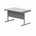 Polaris Rectangular Single Upright Cantilever Desk 1200x800x730mm Alaskan Grey Oak/Silver KF882342 KF882342