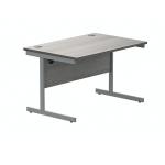 Polaris Rectangular Single Upright Cantilever Desk 1200x800x730mm Alaskan Grey Oak/Silver KF882342 KF882342
