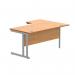 Polaris Left Hand Radial DU Cantilever Desk 1600x1200x730mm Norwegian Beech/Silver KF882344 KF882344