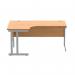 Polaris Left Hand Radial DU Cantilever Desk 1600x1200x730mm Norwegian BeechSilver KF882344 KF882344