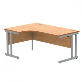 Polaris Left Hand Radial DU Cantilever Desk 1600x1200x730mm Norwegian Beech/Silver KF882344 KF882344