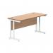 Polaris Rectangular Double Upright Cantilever Desk 1400x600x730mm Norwegian Beech/White KF882345 KF882345