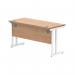 Polaris Rectangular Double Upright Cantilever Desk 1400x600x730mm Norwegian Beech/White KF882345 KF882345