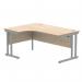 Polaris Left Hand Radial Double Upright Cantilever Desk 1600x1200x730mm Canadian Oak/Silver KF882346 KF882346