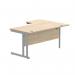 Polaris Left Hand Radial Double Upright Cantilever Desk 1600x1200x730mm Canadian Oak/Silver KF882346 KF882346