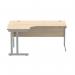 Polaris Left Hand Radial Double Upright Cantilever Desk 1600x1200x730mm Canadian Oak/Silver KF882346 KF882346