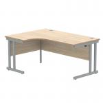 Polaris Left Hand Radial Double Upright Cantilever Desk 1600x1200x730mm Canadian OakSilver KF882346 KF882346