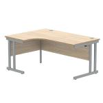 Polaris Left Hand Radial Double Upright Cantilever Desk 1600x1200x730mm Canadian Oak/Silver KF882346 KF882346