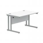 Polaris Rectangular Double Upright Cantilever Desk 1200x800x730mm Arctic WhiteSilver KF882347 KF882347