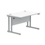Polaris Rectangular Double Upright Cantilever Desk 1200x800x730mm Arctic White/Silver KF882347 KF882347