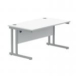 Polaris Rectangular Double Upright Cantilever Desk 1400x800x730mm Arctic White/Silver KF882348 KF882348