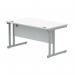 Polaris Rectangular Double Upright Cantilever Desk 1400x800x730mm Arctic White/Silver KF882348 KF882348