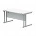 Polaris Rectangular Double Upright Cantilever Desk 1400x800x730mm Arctic WhiteSilver KF882348 KF882348