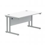 Polaris Rectangular Double Upright Cantilever Desk 1400x800x730mm Arctic WhiteSilver KF882348 KF882348