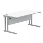 Polaris Rectangular Double Upright Cantilever Desk 1600x800x730mm Arctic White/Silver KF882349 KF882349