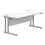 Polaris Rectangular Double Upright Cantilever Desk 1600x800x730mm Arctic White/Silver KF882349 KF882349