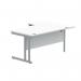 Polaris Left Hand Radial Double Upright Cantilever Desk 1600x1200x730mm Arctic White/Silver KF882350 KF882350