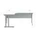 Polaris Left Hand Radial Double Upright Cantilever Desk 1600x1200x730mm Arctic White/Silver KF882350 KF882350