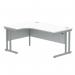 Polaris Left Hand Radial Double Upright Cantilever Desk 1600x1200x730mm Arctic WhiteSilver KF882350 KF882350