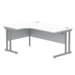 Polaris Left Hand Radial Double Upright Cantilever Desk 1600x1200x730mm Arctic White/Silver KF882350 KF882350