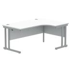 Polaris Right Hand Radial DU Cantilever Desk 1600x1200x730mm Arctic White/Silver KF882351 KF882351