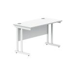 Polaris Rectangular Double Upright Cantilever Desk 1200x600x730mm Arctic White/White KF882352 KF882352