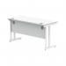 Polaris Rectangular Double Upright Cantilever Desk 1400x600x730mm Arctic White/White KF882353 KF882353